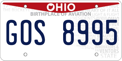OH license plate GOS8995