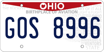 OH license plate GOS8996