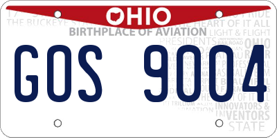 OH license plate GOS9004