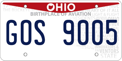 OH license plate GOS9005