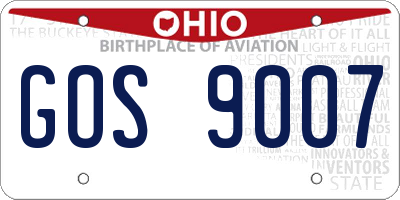 OH license plate GOS9007