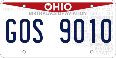 OH license plate GOS9010