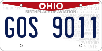 OH license plate GOS9011