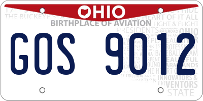 OH license plate GOS9012