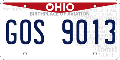 OH license plate GOS9013