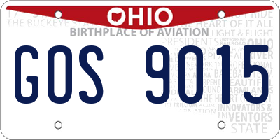 OH license plate GOS9015