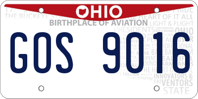 OH license plate GOS9016