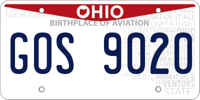 OH license plate GOS9020