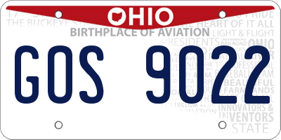 OH license plate GOS9022