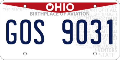 OH license plate GOS9031
