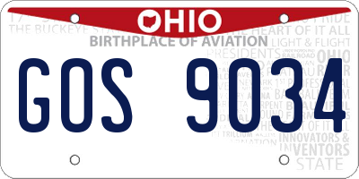 OH license plate GOS9034