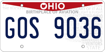 OH license plate GOS9036