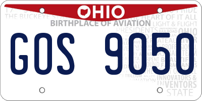 OH license plate GOS9050