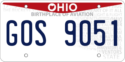 OH license plate GOS9051