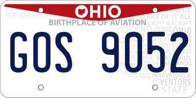 OH license plate GOS9052