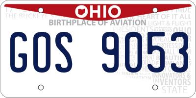 OH license plate GOS9053