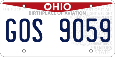 OH license plate GOS9059