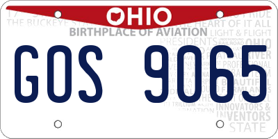 OH license plate GOS9065