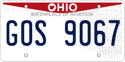 OH license plate GOS9067