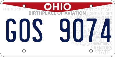 OH license plate GOS9074