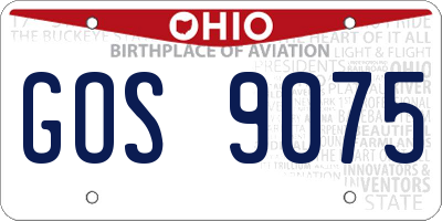 OH license plate GOS9075