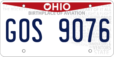 OH license plate GOS9076