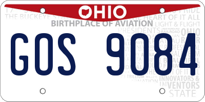 OH license plate GOS9084