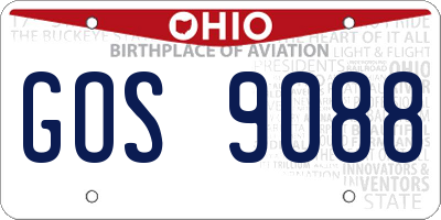 OH license plate GOS9088