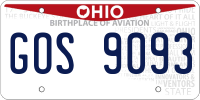 OH license plate GOS9093