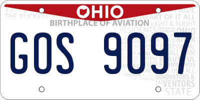 OH license plate GOS9097