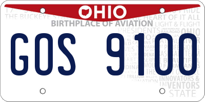 OH license plate GOS9100