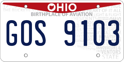 OH license plate GOS9103