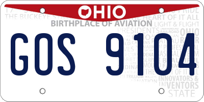 OH license plate GOS9104