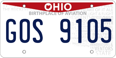 OH license plate GOS9105