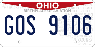 OH license plate GOS9106