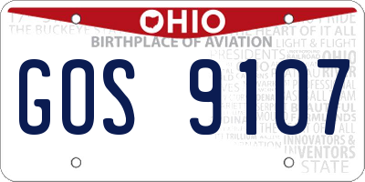OH license plate GOS9107