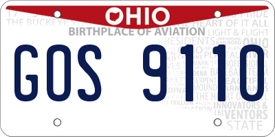 OH license plate GOS9110