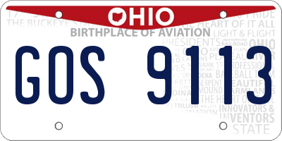 OH license plate GOS9113