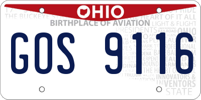 OH license plate GOS9116
