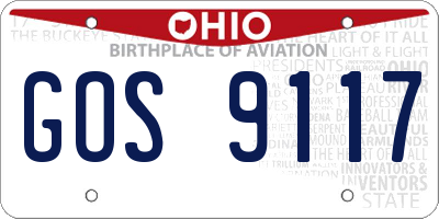 OH license plate GOS9117