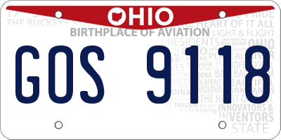OH license plate GOS9118