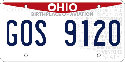OH license plate GOS9120