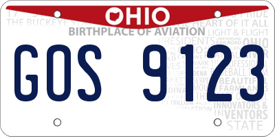 OH license plate GOS9123