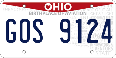 OH license plate GOS9124