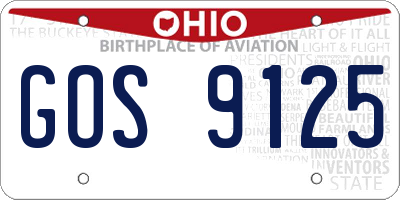 OH license plate GOS9125