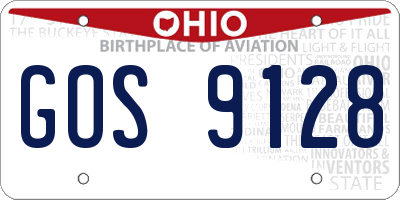 OH license plate GOS9128