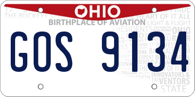 OH license plate GOS9134