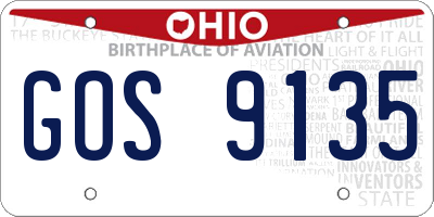 OH license plate GOS9135