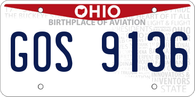 OH license plate GOS9136