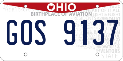 OH license plate GOS9137